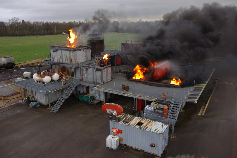 Oil rig fire training building
