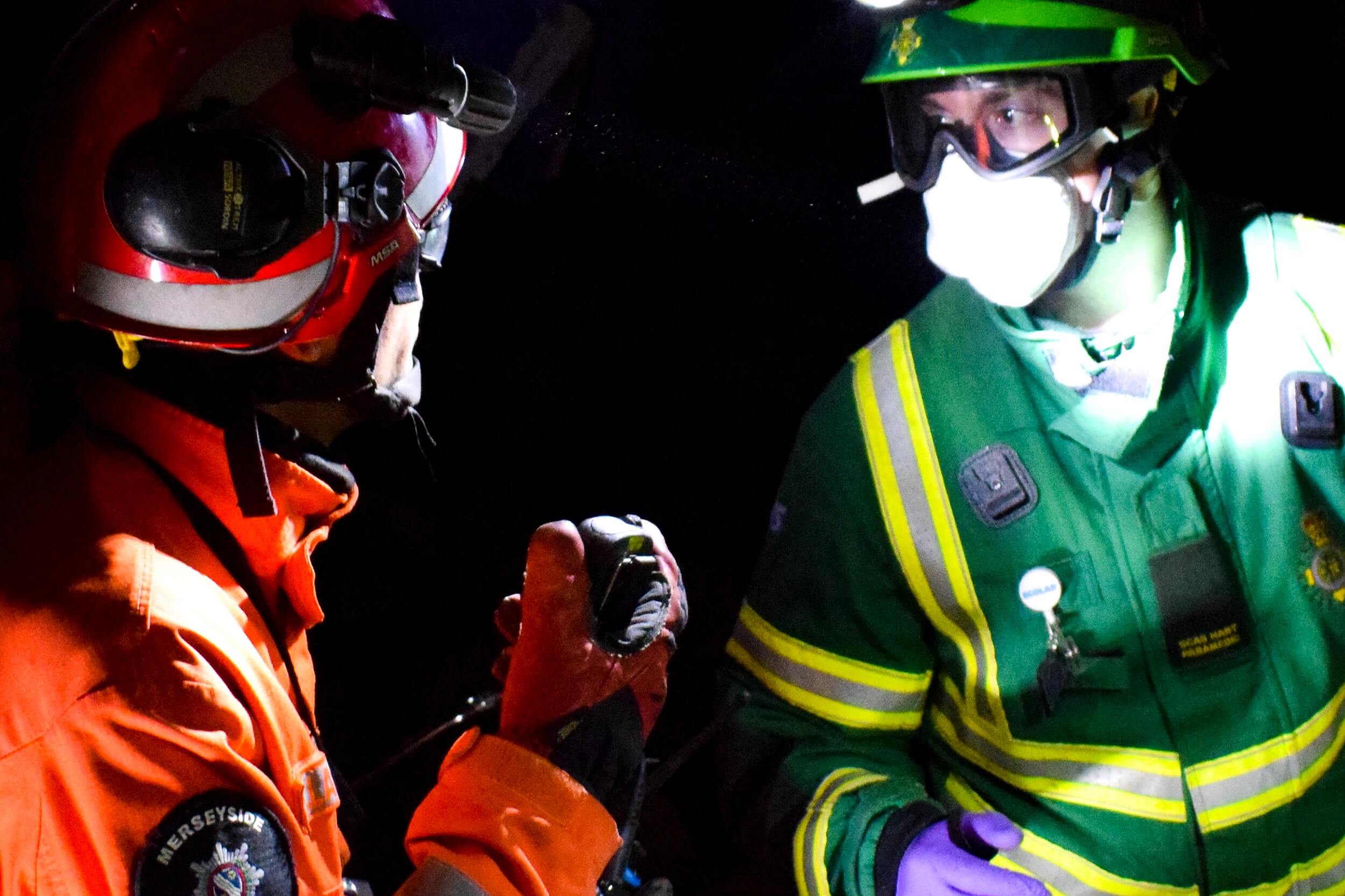 Trainee firefighter and instructor