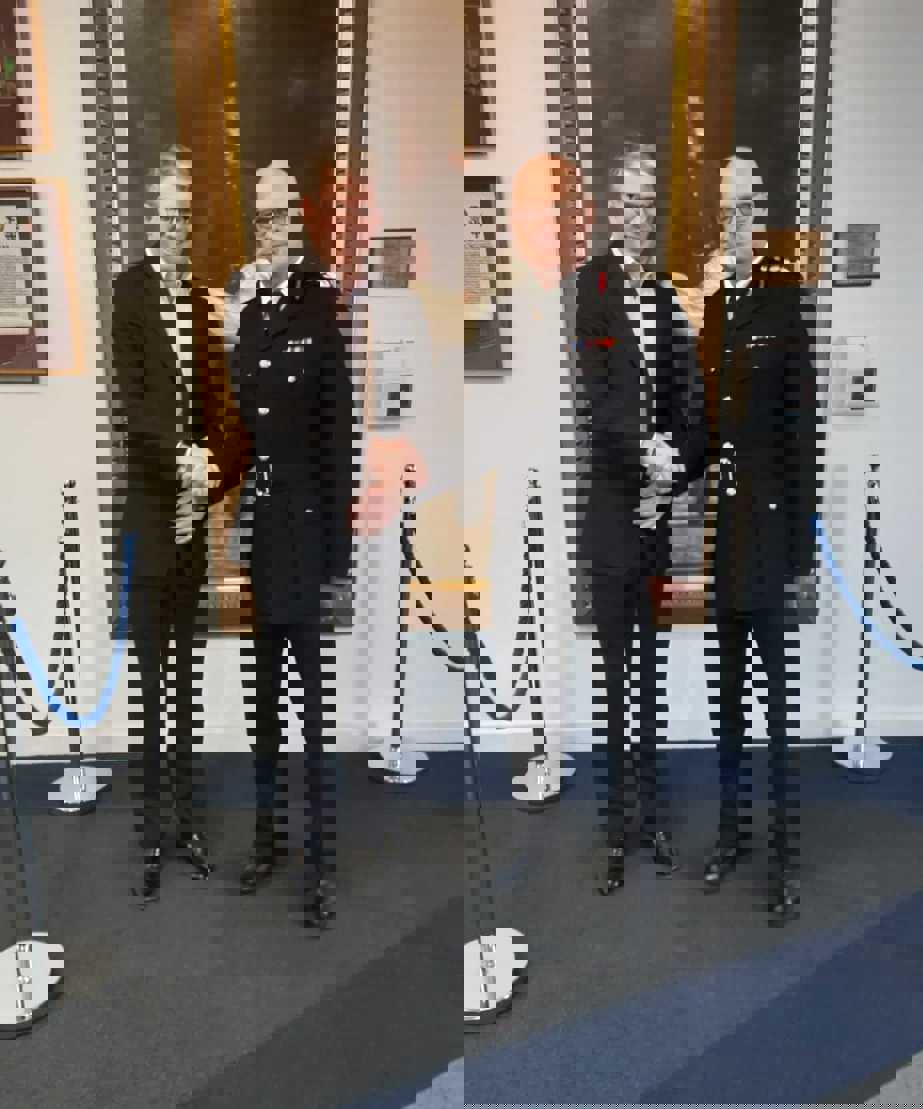 Dominik Wellmann in front of 'Saved' by Charles Vigor