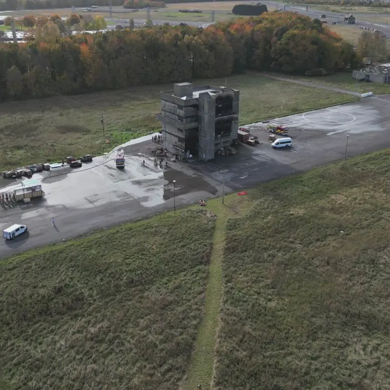 Firefighter training area aerial view Firefighter training area aerial view