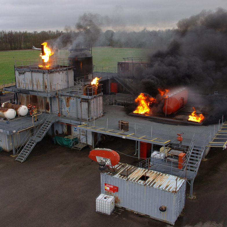 Oil rig fire training building